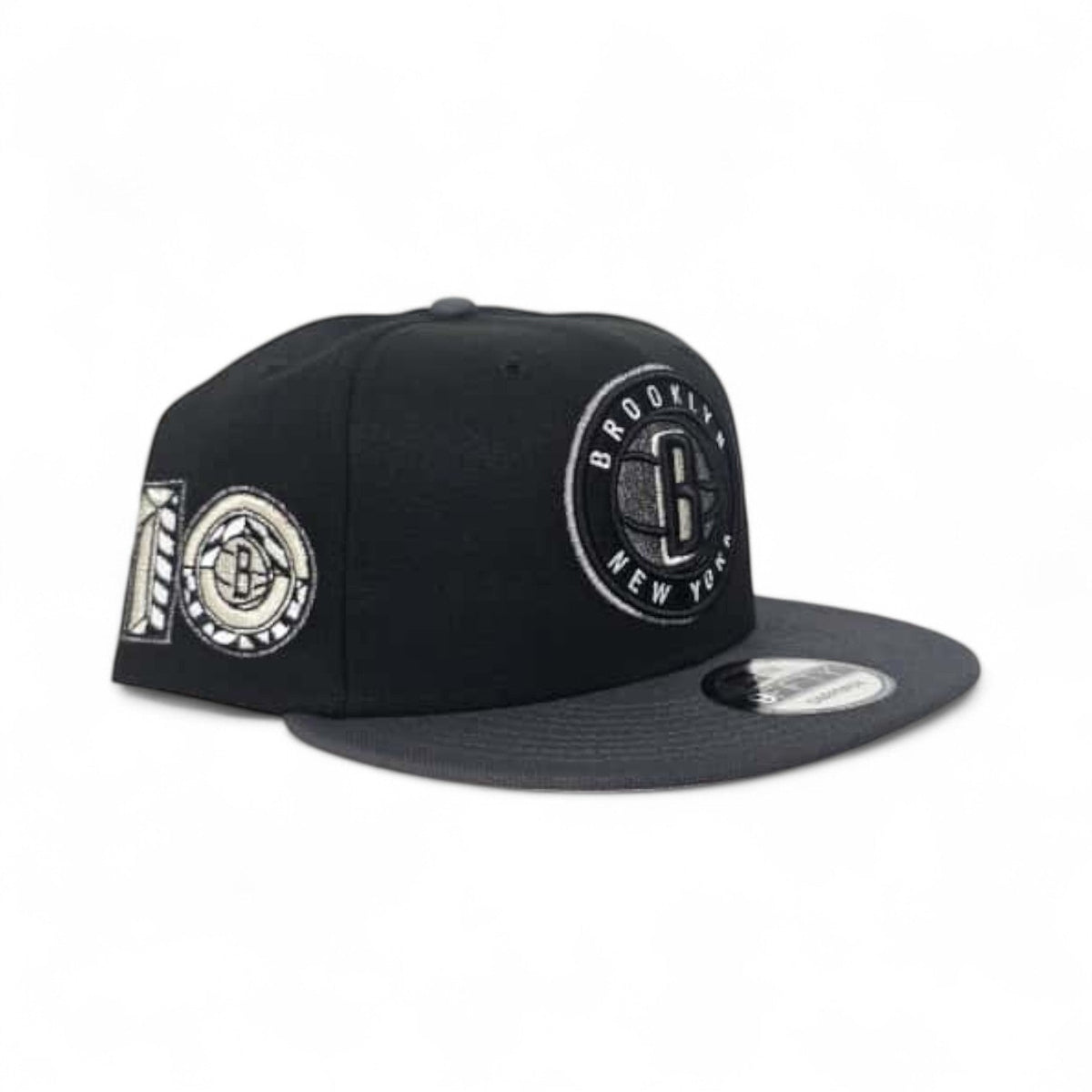 Black Brooklyn Nets Dark Gray Visor Gray Bottom 10th Anniversary Side Patch New Era 9Fifty Snapback