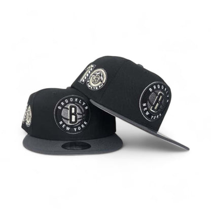Black Brooklyn Nets Dark Gray Visor Gray Bottom 10th Anniversary Side Patch New Era 9Fifty Snapback