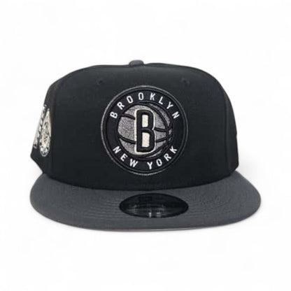 Black Brooklyn Nets Dark Gray Visor Gray Bottom 10th Anniversary Side Patch New Era 9Fifty Snapback