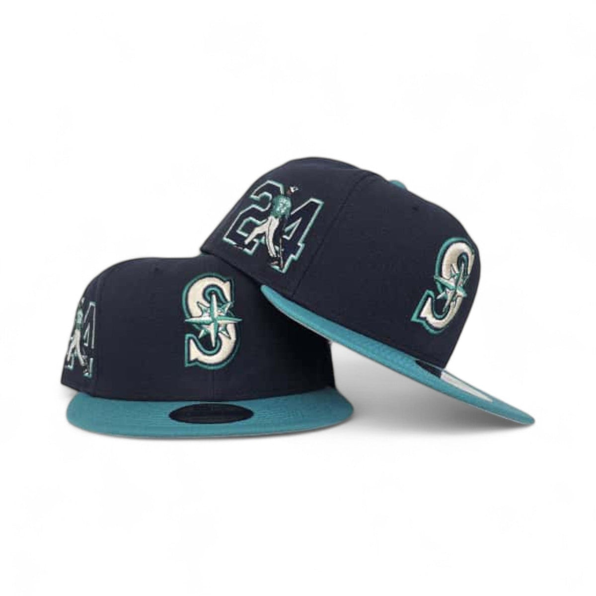 Navy Blue Seattle Mariners Teal Visor Gray Bottom Ken Griffey Jr. #24 Patch New Era 9Fifty Snapback