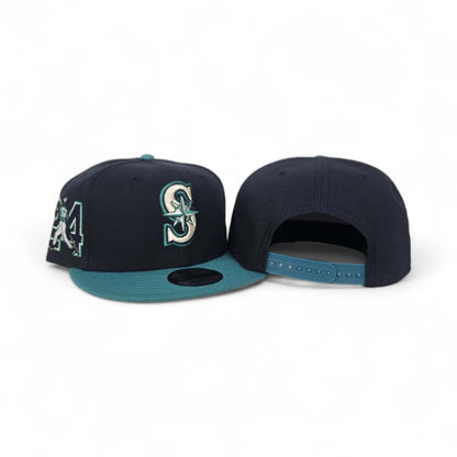 Navy Blue Seattle Mariners Teal Visor Gray Bottom Ken Griffey Jr. #24 Patch New Era 9Fifty Snapback