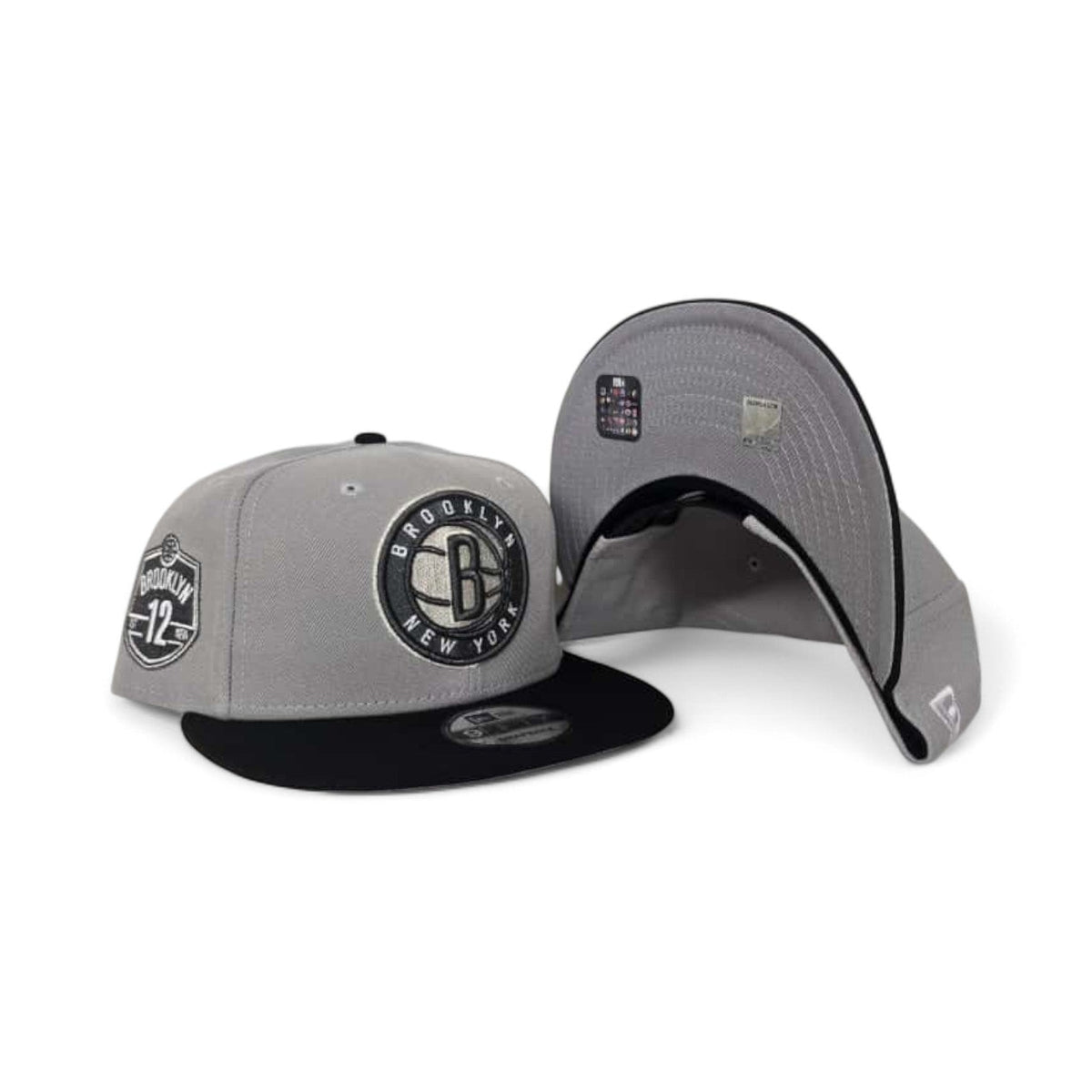 Gray Brooklyn Nets Black Visor Gray Bottom Est 12 Side Patch New Era 9Fifty Snapback