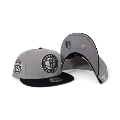 Gray Brooklyn Nets Black Visor Gray Bottom Est 12 Side Patch New Era 9Fifty Snapback
