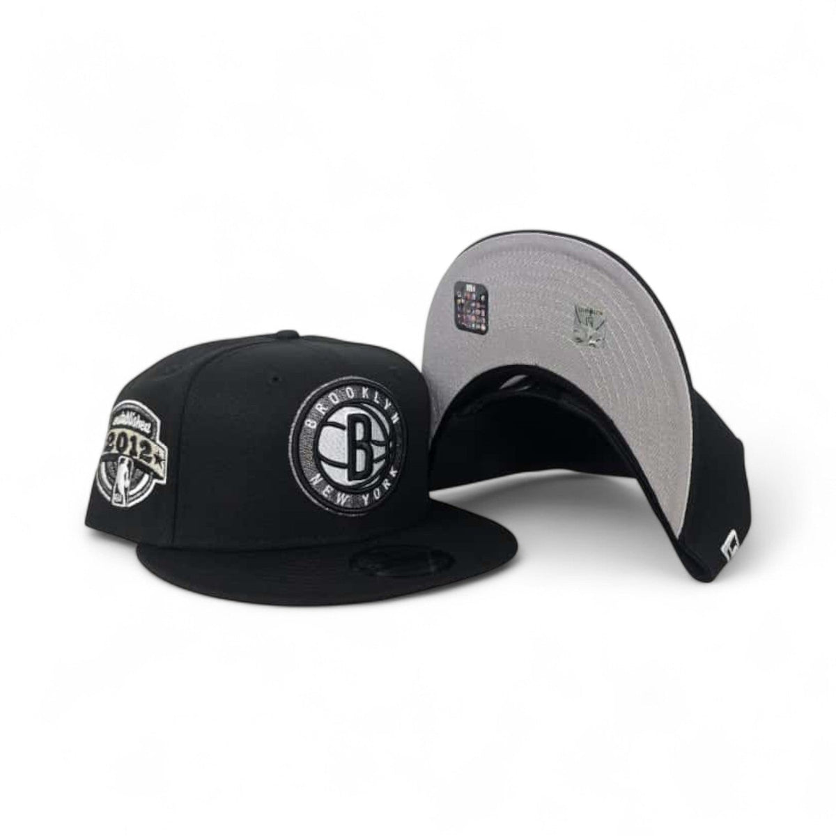Black Brooklyn Nets Gray Bottom Established 2012 Side Patch New Era 9Fifty Snapback
