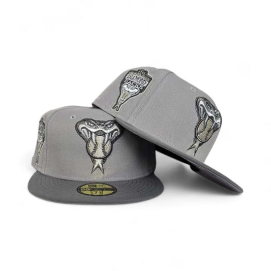 Light Gray Arizona Diamondbacks Storm Gray Visor Gray Bottom 1998 Inaugural Season Side Patch New Era 59Fifty Fitted