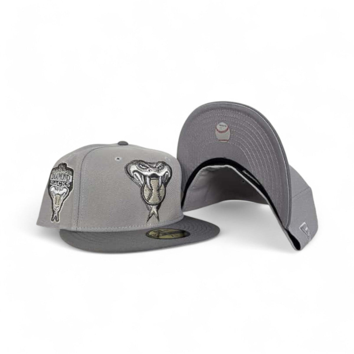 Light Gray Arizona Diamondbacks Storm Gray Visor Gray Bottom 1998 Inaugural Season Side Patch New Era 59Fifty Fitted