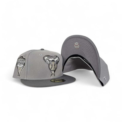 Light Gray Arizona Diamondbacks Storm Gray Visor Gray Bottom 1998 Inaugural Season Side Patch New Era 59Fifty Fitted