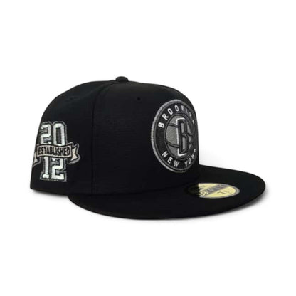 Black Brooklyn Nets Gray Bottom Established 2012 Side Patch New Era 59Fifty Fitted