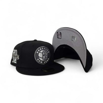 Black Brooklyn Nets Gray Bottom Established 2012 Side Patch New Era 59Fifty Fitted