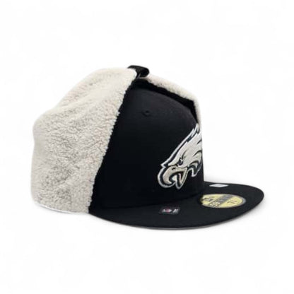 Black Philadelphia Eagles Gray Bottom Dog Ear Flap New Era 59Fifty Fitted