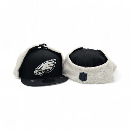 Black Philadelphia Eagles Gray Bottom Dog Ear Flap New Era 59Fifty Fitted