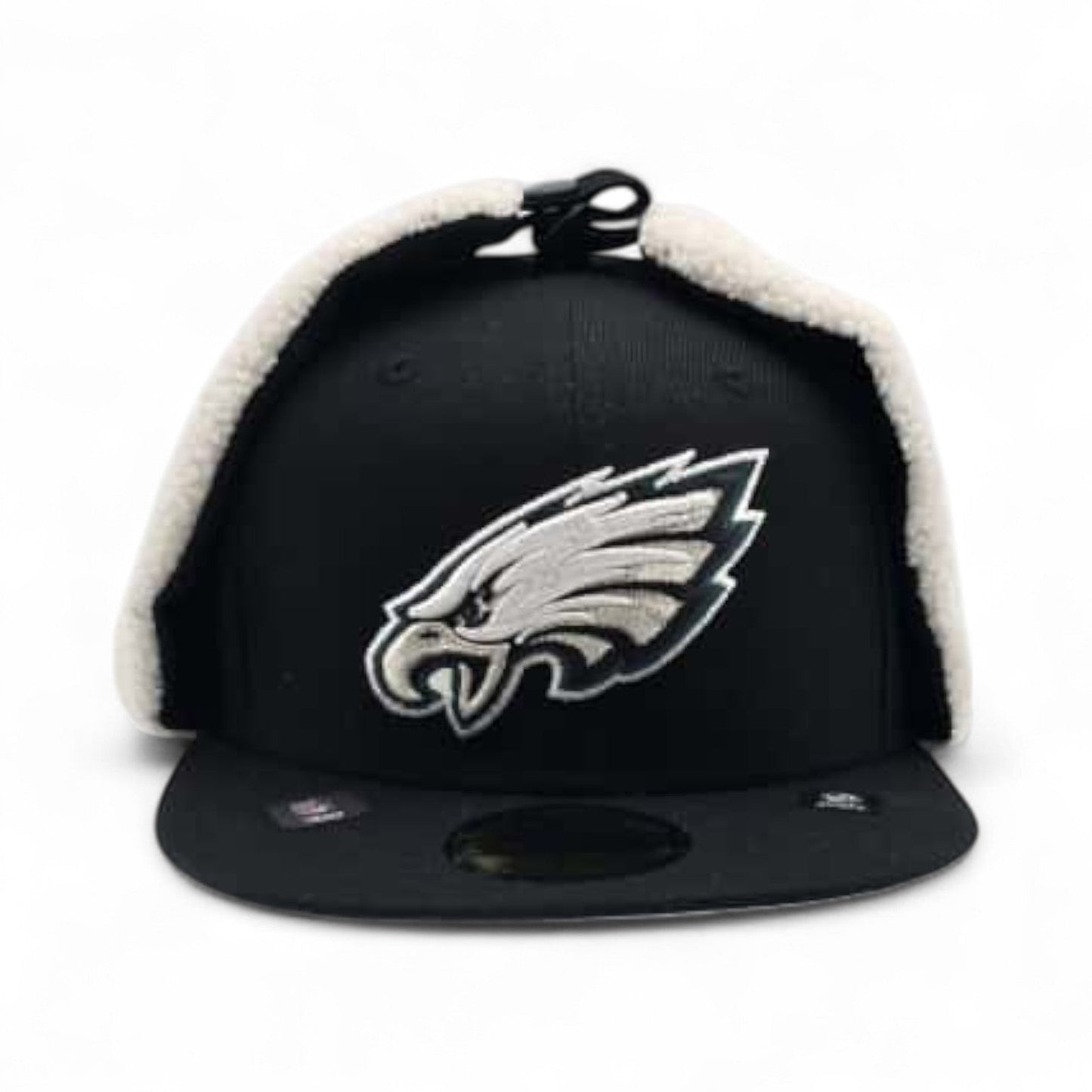 Black Philadelphia Eagles Gray Bottom Dog Ear Flap New Era 59Fifty Fitted