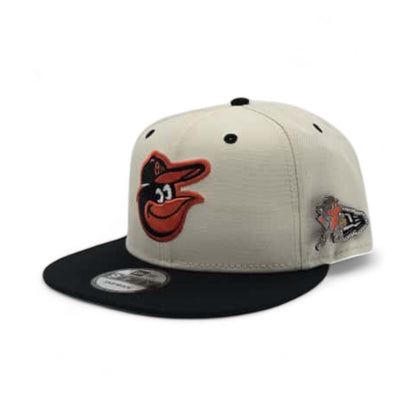 Off White Baltimore Orioles Black Visor Gray Bottom 50th Anniversary Side Patch New Era Mascot Pin 9Fifty Snapback