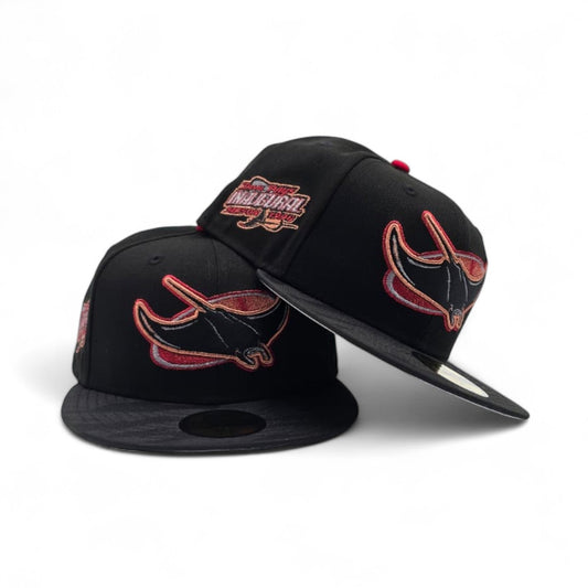 Black Tampa Bay Rays Tonal Black Camo Visor Gray Bottom 1998 Inaugural Season Side Patch New Era 59Fifty Fitted