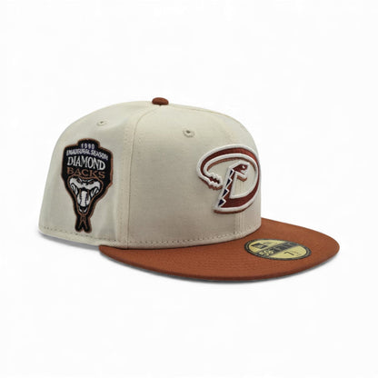 Off White Arizona Diamondbacks Rust Orange Visor Gray Bottom 1998 Inaugural Season Side Patch New Era 59Fifty Fitted