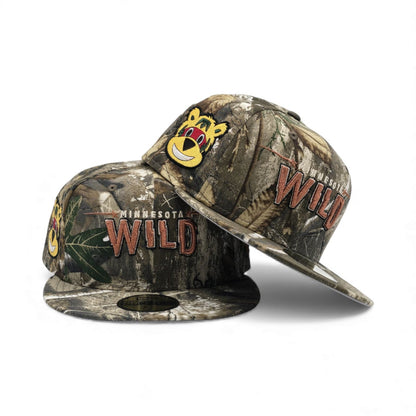 Real Tree Minnesota Wild Gray Bottom Mascot Side Patch New Era 59Fifty Fitted