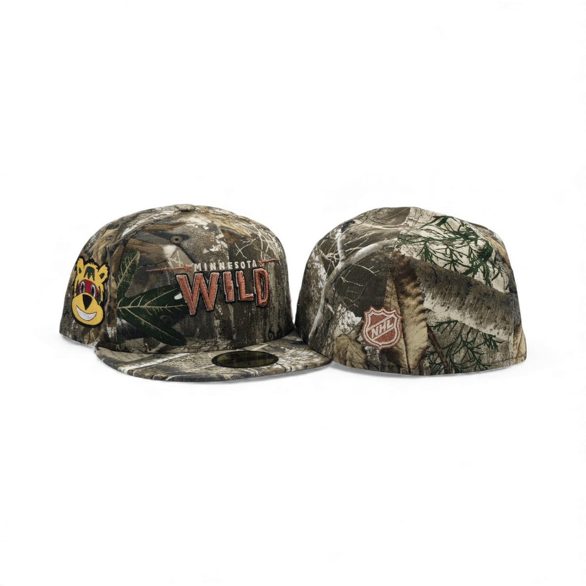 Real Tree Minnesota Wild Gray Bottom Mascot Side Patch New Era 59Fifty Fitted