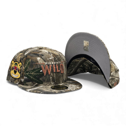 Real Tree Minnesota Wild Gray Bottom Mascot Side Patch New Era 59Fifty Fitted
