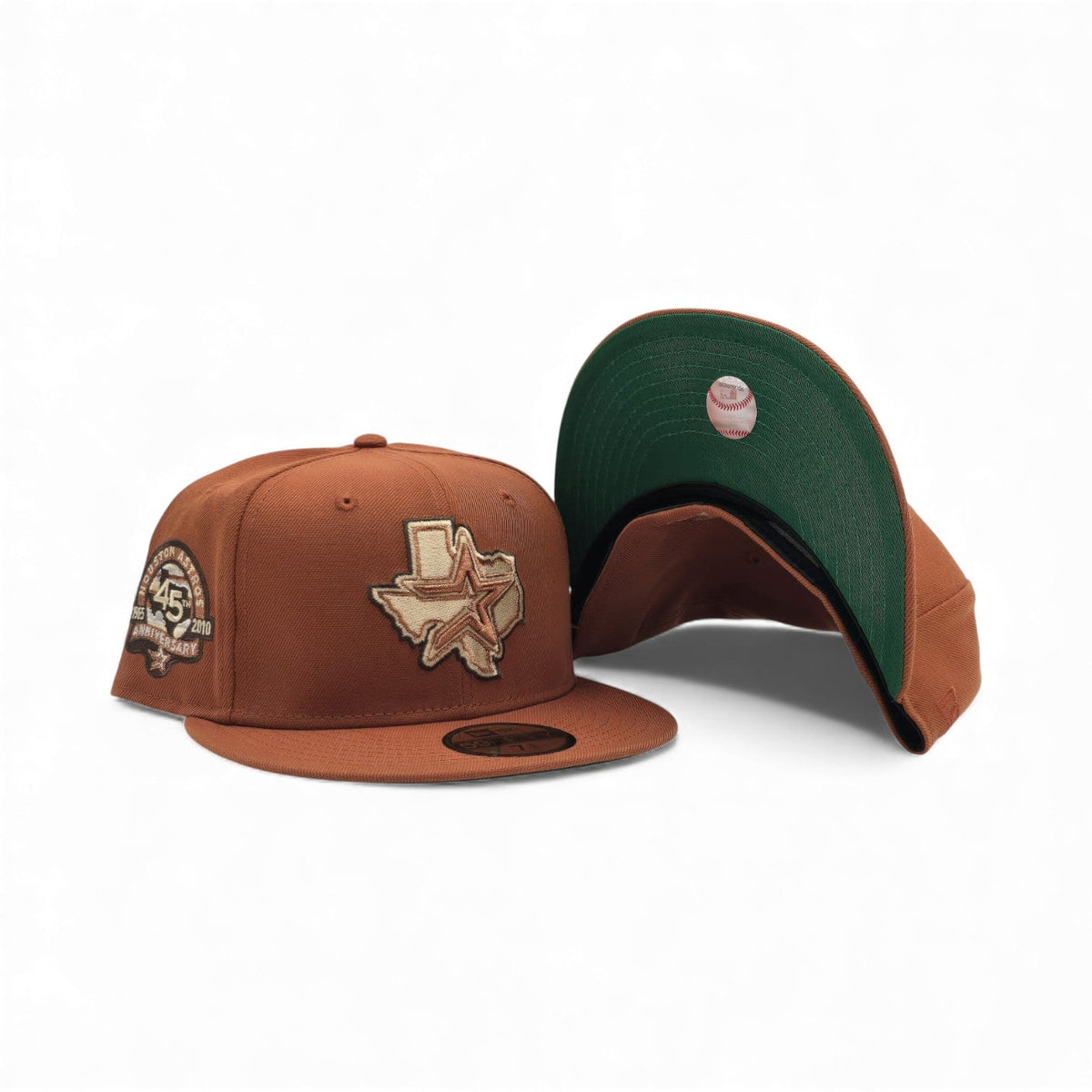 Rust Orange Houston Astros Green Bottom 45th Anniversary Side Patch New Era 59Fifty Fitted