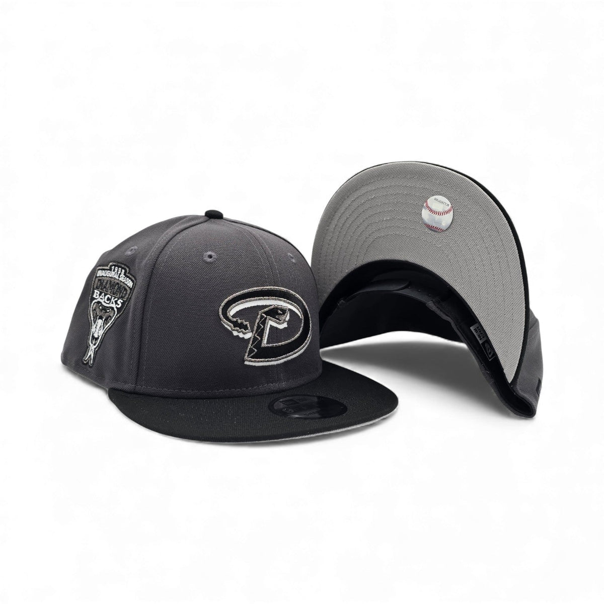 Dark Gray Arizona Diamondbacks Black Visor Gray Bottom 1998 Inaugural Season Side Patch New Era 9Fifty Snapback