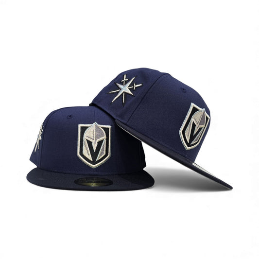 Light Blue Vegas Golden Knights Navy Blue Visor Gray Bottom Secondary Sword Side Patch New Era 59Fifty Fitted