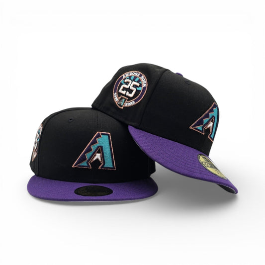 Black Arizona Diamondbacks Purple Visor Gray Bottom 25th Anniversary Side Patch New Era 59Fifty Fitted