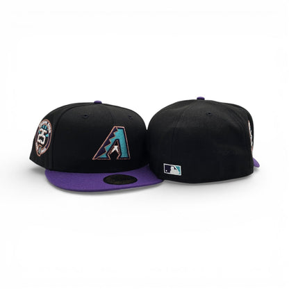 Black Arizona Diamondbacks Purple Visor Gray Bottom 25th Anniversary Side Patch New Era 59Fifty Fitted