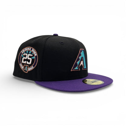 Black Arizona Diamondbacks Purple Visor Gray Bottom 25th Anniversary Side Patch New Era 59Fifty Fitted