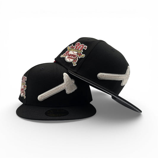 Black Atlanta Braves Gray Bottom 30th Season Side Patch New Era 59Fifty Fitted