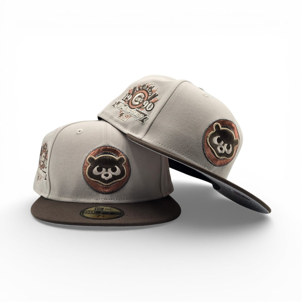 Stone Chicago Cubs Brown Visor Gray Bottom 1990 All Star Game Side Patch New Era 59Fifty Fitted