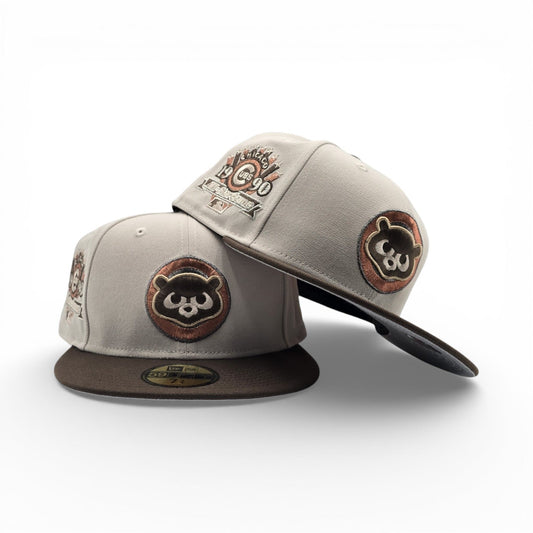 Stone Chicago Cubs Brown Visor Gray Bottom 1990 All Star Game Side Patch New Era 59Fifty Fitted