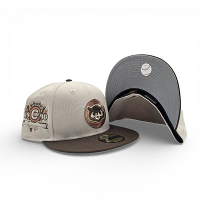 Stone Chicago Cubs Brown Visor Gray Bottom 1990 All Star Game Side Patch New Era 59Fifty Fitted