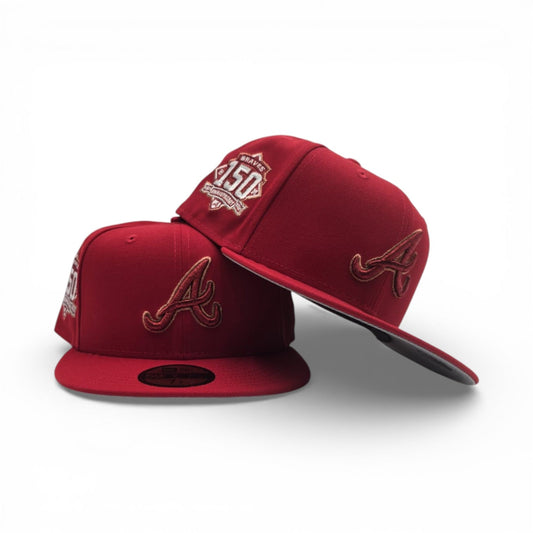 Red Atlanta Braves Gray Bottom 150th Anniversary Side Patch New Era 59Fifty Fitted