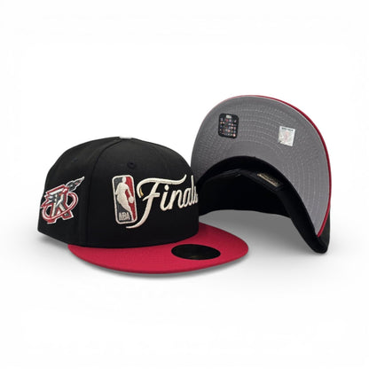 Black NBA Finals Red Visor Gray Bottom Houston Rockets Side Patch New Era 59Fifty Fitted