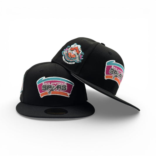 Black San Antonio Spurs Gray Bottom 1996 All Star Weekend Side Patch New Era 59Fifty Fitted