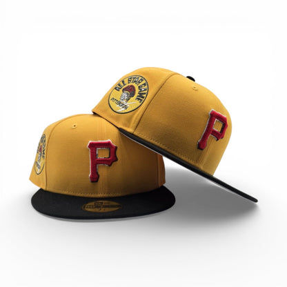 Yellow Pittsburgh Pirates Black Visor Gray Bottom 1974 All Star Game Side Patch New Era 59Fifty Fitted