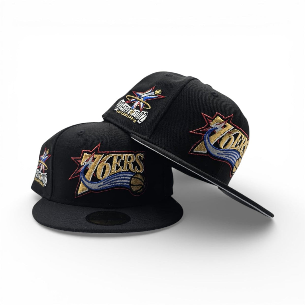 Black Philadelphia 76ers Gray Bottom 2002 All Star Game Side Patch New Era 59Fifty Fitted Hat