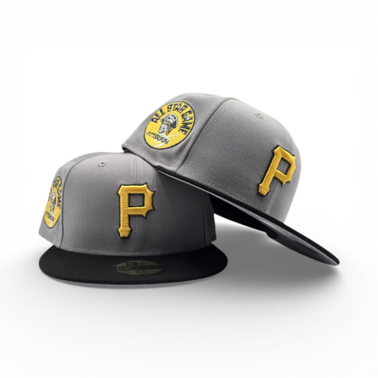 Light Gray Pittsburgh Pirates Black Visor Gray Bottom 1974 All Star Game Side Patch New Era 59Fifty Fitted