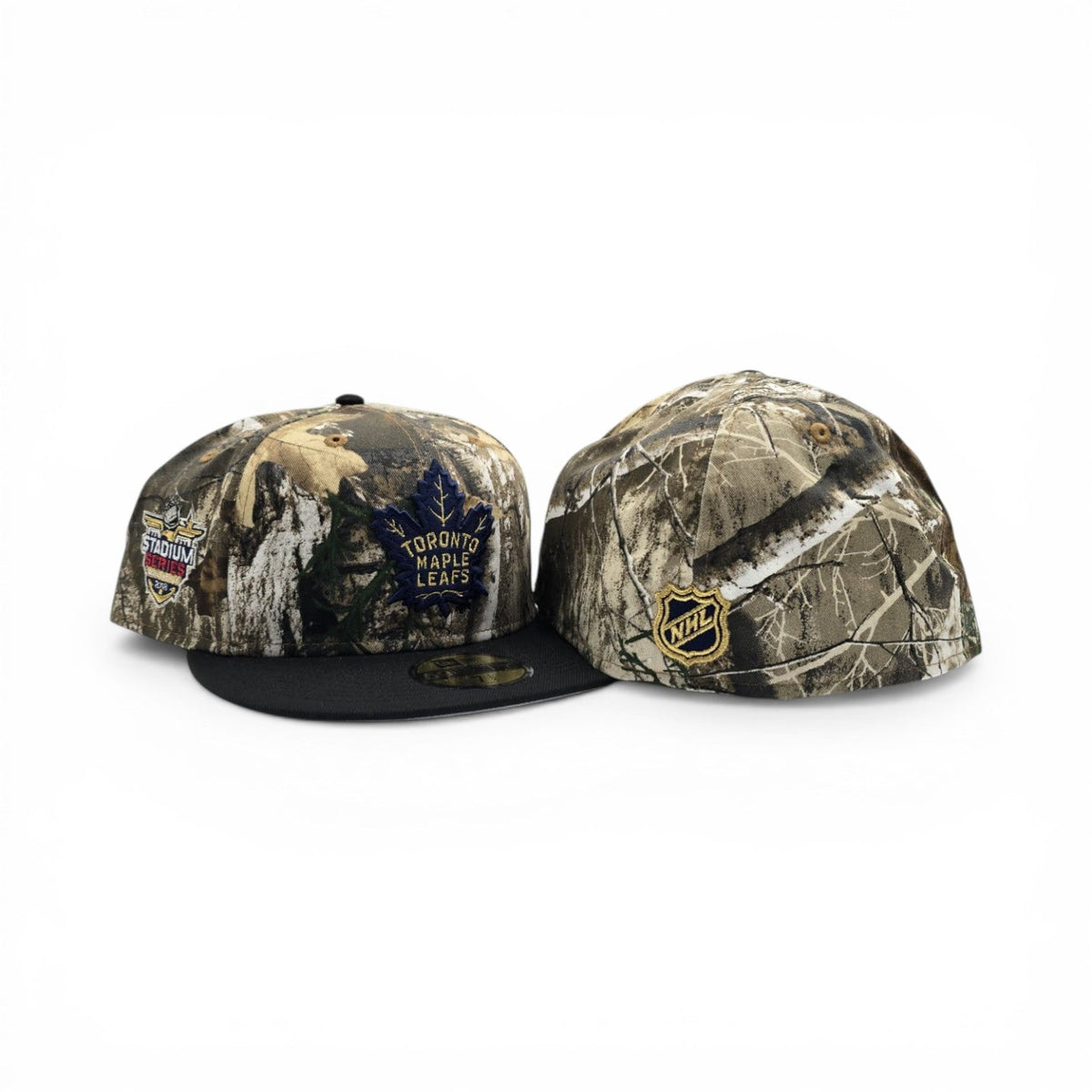Real Tree Toronto Maple Leafs Black Visor Gray Bottom 2018 Stadium Series Side Patch New Era 59Fifty Fitted