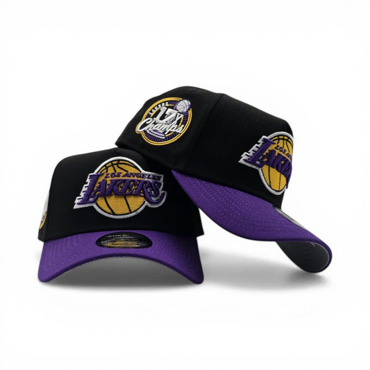 Black Los Angeles Lakers Purple Curved Brim Gray Bottom 17x Champs Side Patch New Era 9Forty Snapback