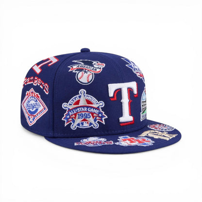 Royal Blue Texas Rangers All Over Logo Gray Bottom 59FIFTY New Era Fitted
