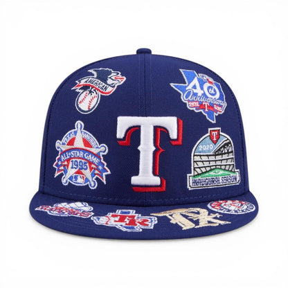 Royal Blue Texas Rangers All Over Logo Gray Bottom 59FIFTY New Era Fitted