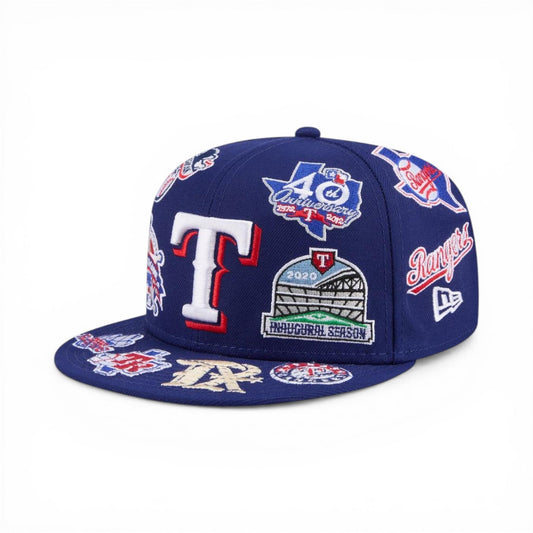 Royal Blue Texas Rangers All Over Logo Gray Bottom 59FIFTY New Era Fitted