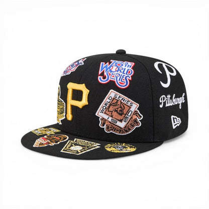 Black Pittsburgh Pirates All Over Logo Gray Bottom 59FIFTY New Era Fitted