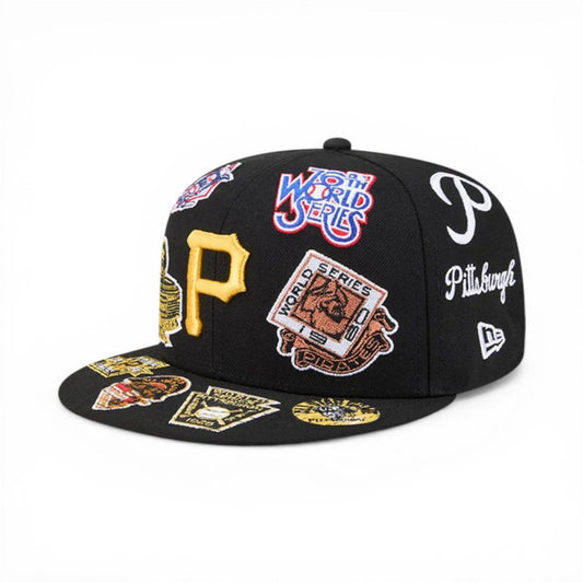 Black Pittsburgh Pirates All Over Logo Gray Bottom 59FIFTY New Era Fitted