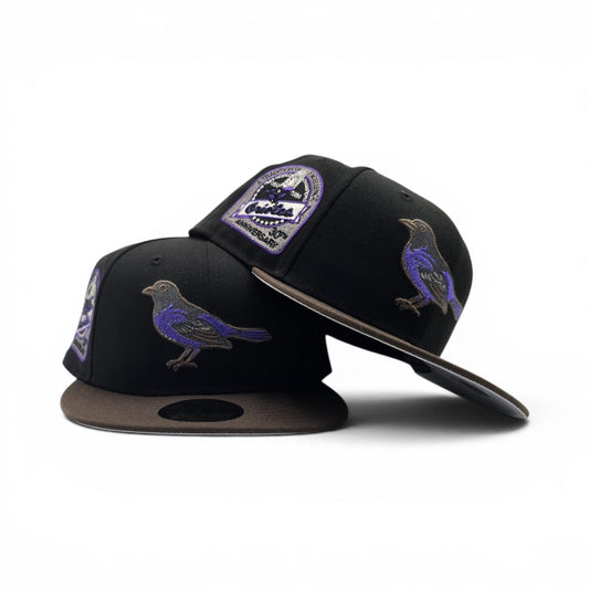 Black Baltimore Orioles Brown Visor Gray Bottom 30th Anniversary Side Patch New Era 59Fifty Fitted