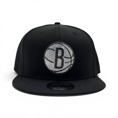 Black Brooklyn Nets Gray Bottom 2026 NBA Draft Rhinestone Logo New Era 9Fifty Snapback