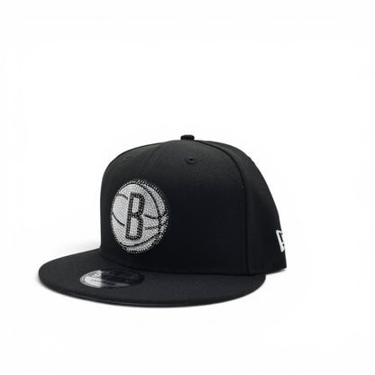 Black Brooklyn Nets Gray Bottom 2026 NBA Draft Rhinestone Logo New Era 9Fifty Snapback