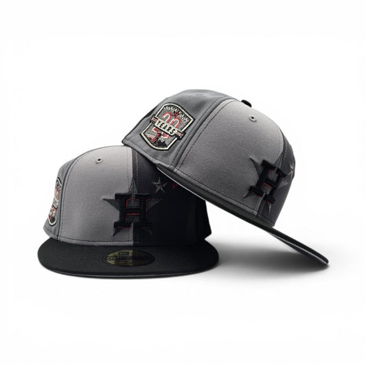 Multi Color Pinwheel Houston Astros Black Visor Gray Bottom 20th Anniversary Side patch New Era 59Fifty Fitted