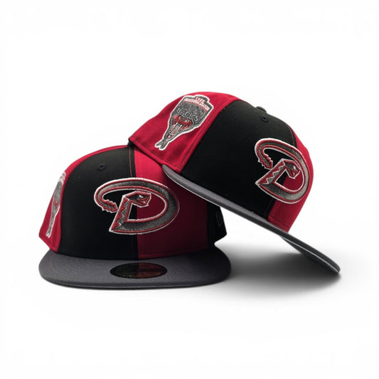 Pinwheel Red/Black Arizona Diamondbacks Dark Gray Visor Gray Bottom 1998 Inaugural Season Side Patch New Era 59Fifty Fitted